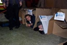 Cardboard boxes were the order of the day for the team